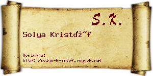 Solya Kristóf névjegykártya