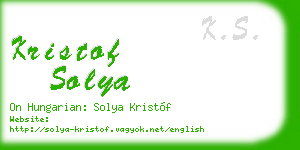 kristof solya business card